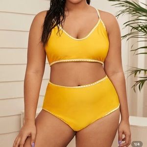 Plus size Yellow high waisted bikini